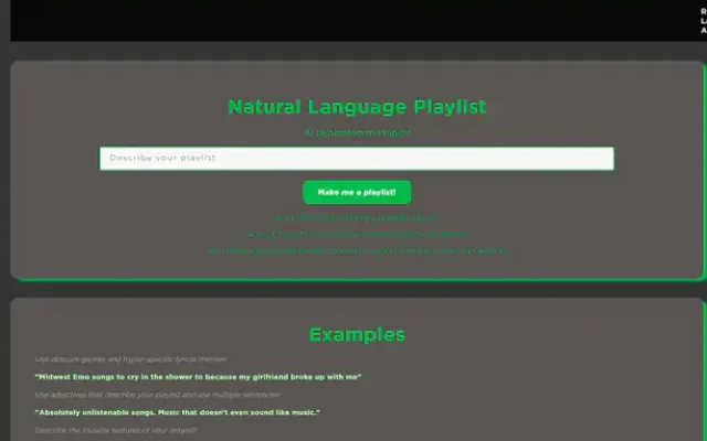 Natural Language Playlist Natural Language Playlist