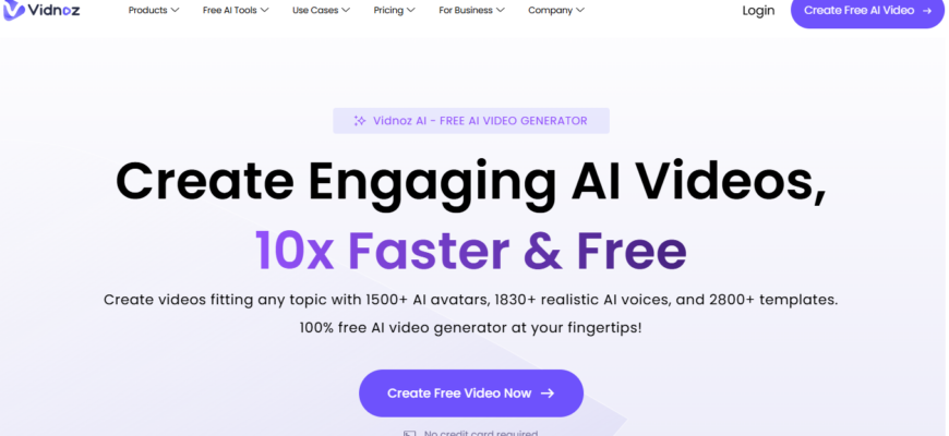 Главная страница сайта Vidnoz AI.